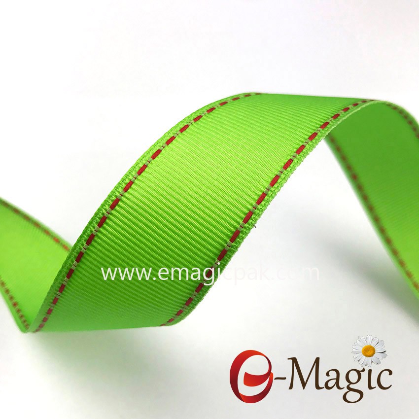 Factory supply best price double faced solid color celebrate stitch grosgrain ribbon