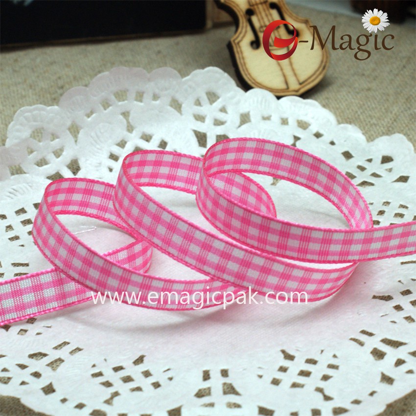 pink plaid ribbon 