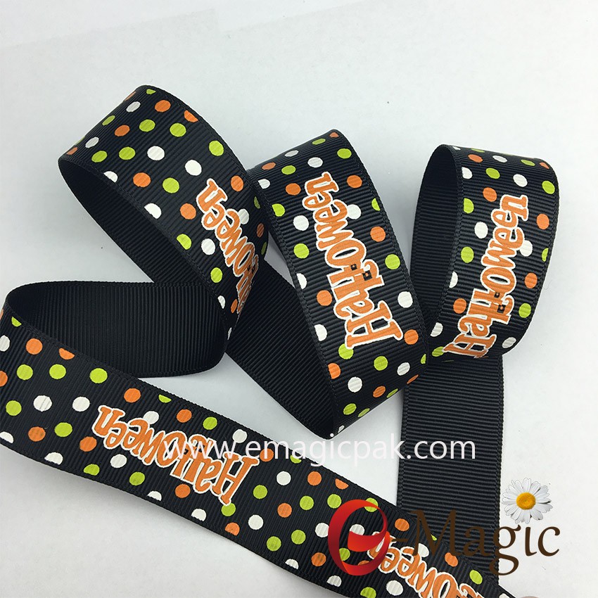 Halloween colorful dot ribbon with grosgrain ribbon