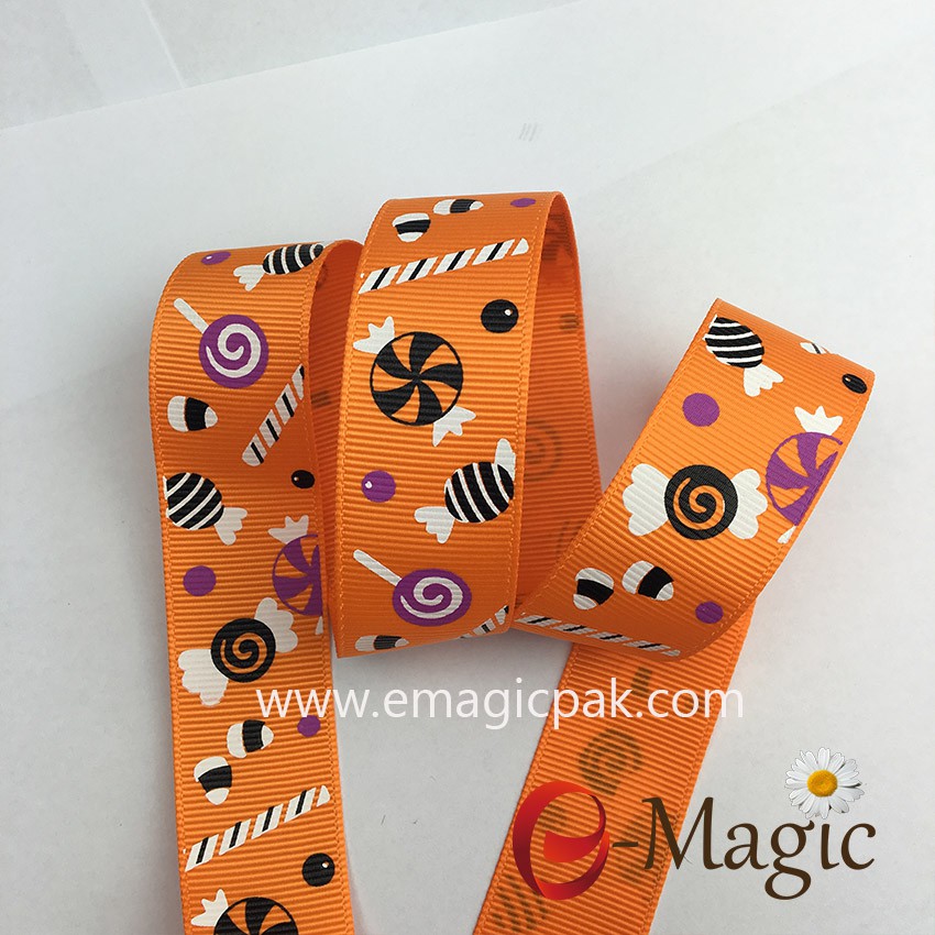 halloween ribbon with 3col print ribbon 1inch ribbon