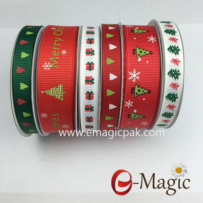 christmas printed ribbon in small set