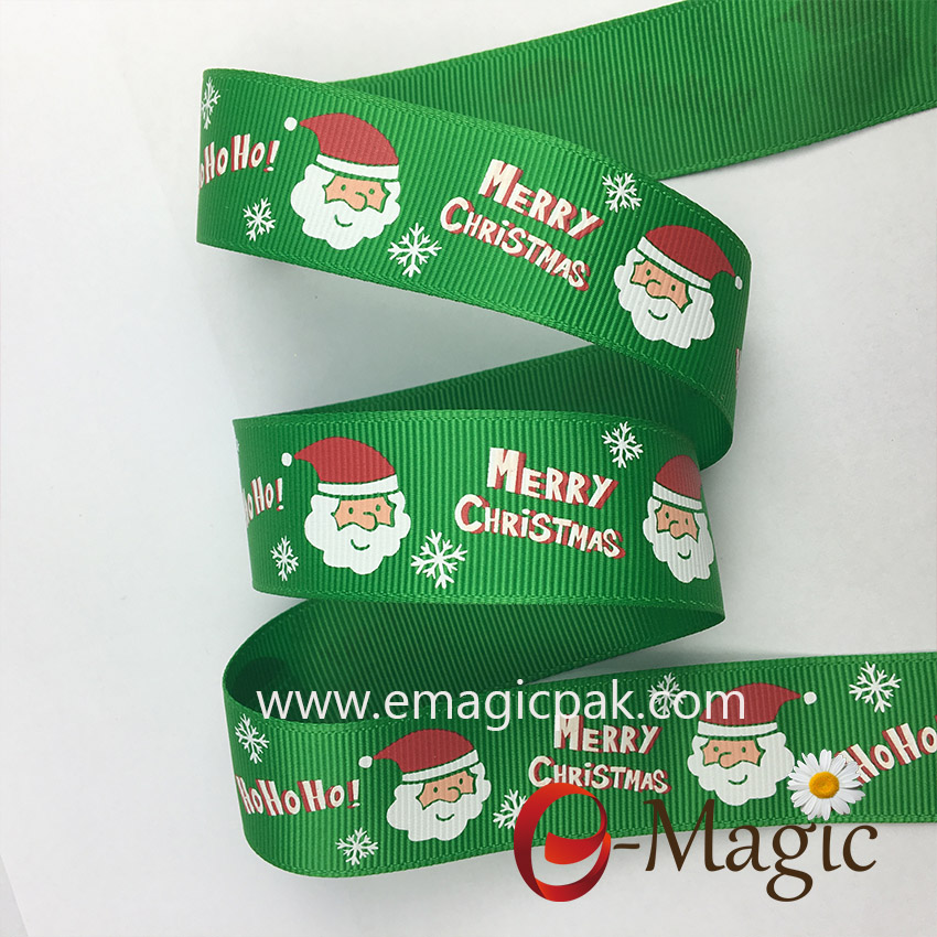 santa claus printed on grosgrain ribbon for christmas ribbon