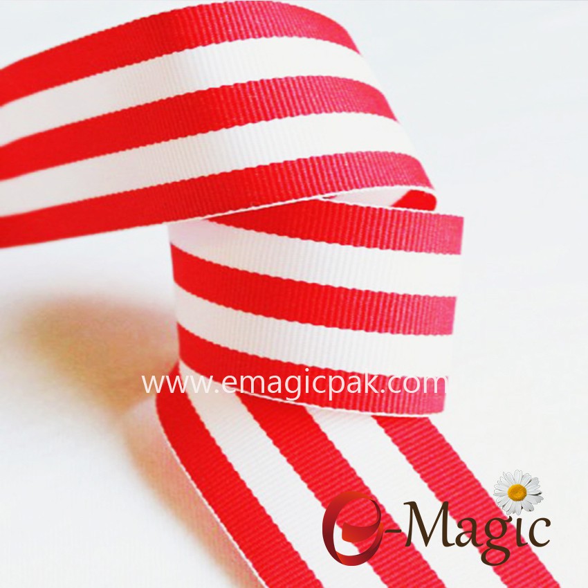 wholesale custom stripe grosgrain ribbon for gift packing stripe ribbon 