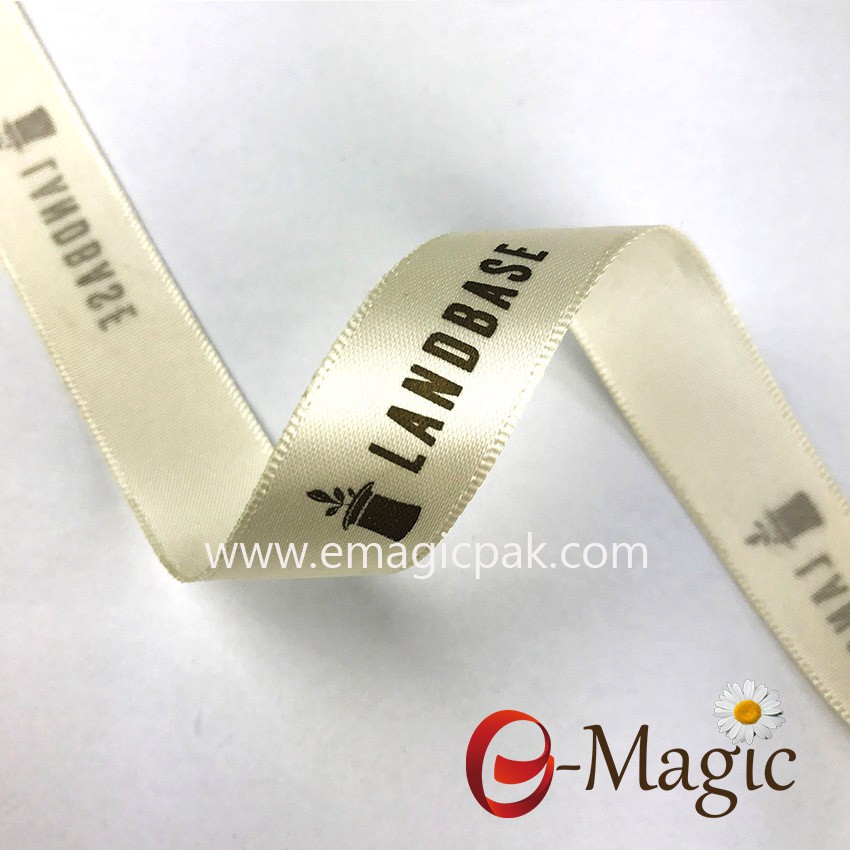 16MM satin ribbon with screen ink print in gold