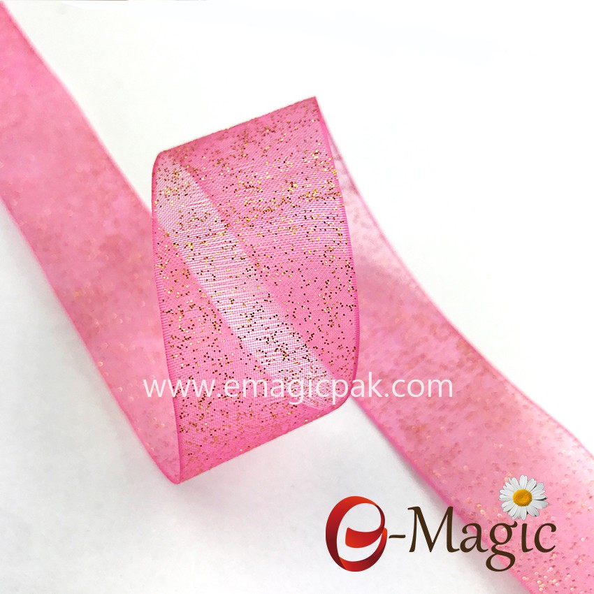 Wholesale Custom Printed Glitter ribbon