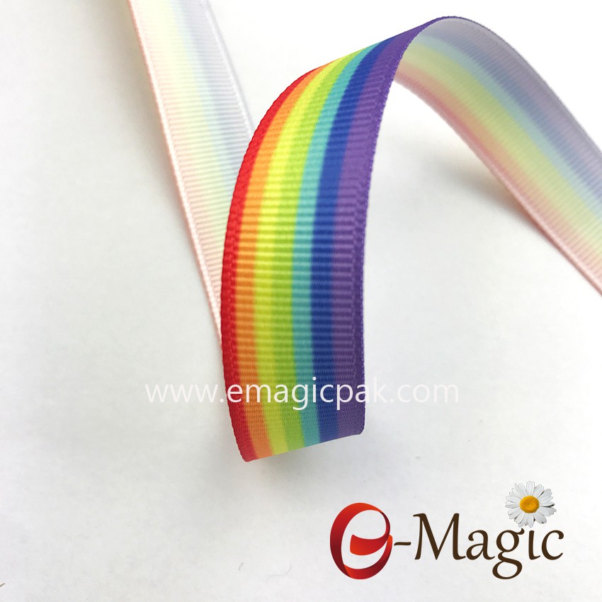 Wholesale heat transfer printed stripe satin ribbon 