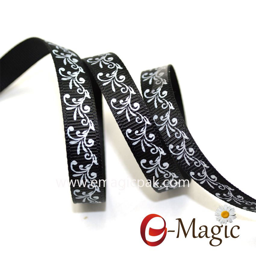 10mm grosgrain ribbon with white ink print