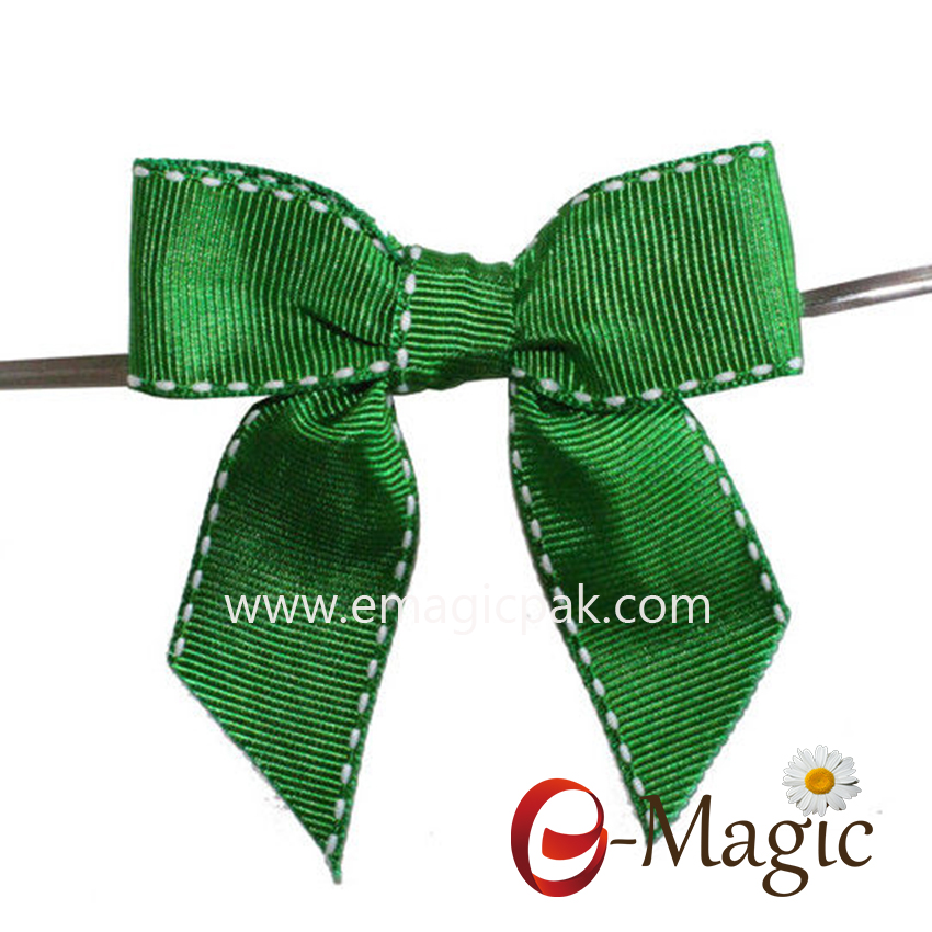 RB-007 christmas satin ribbon bow with twist tie