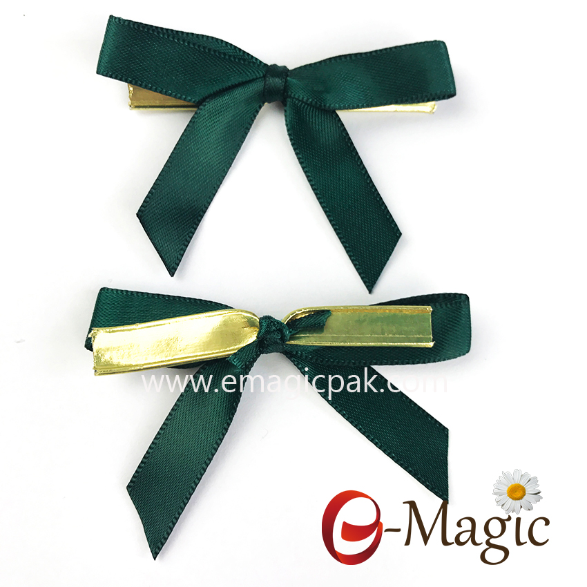 RB-002 High Quality Satin Ribbon Pre-made BowWith Gold Wire