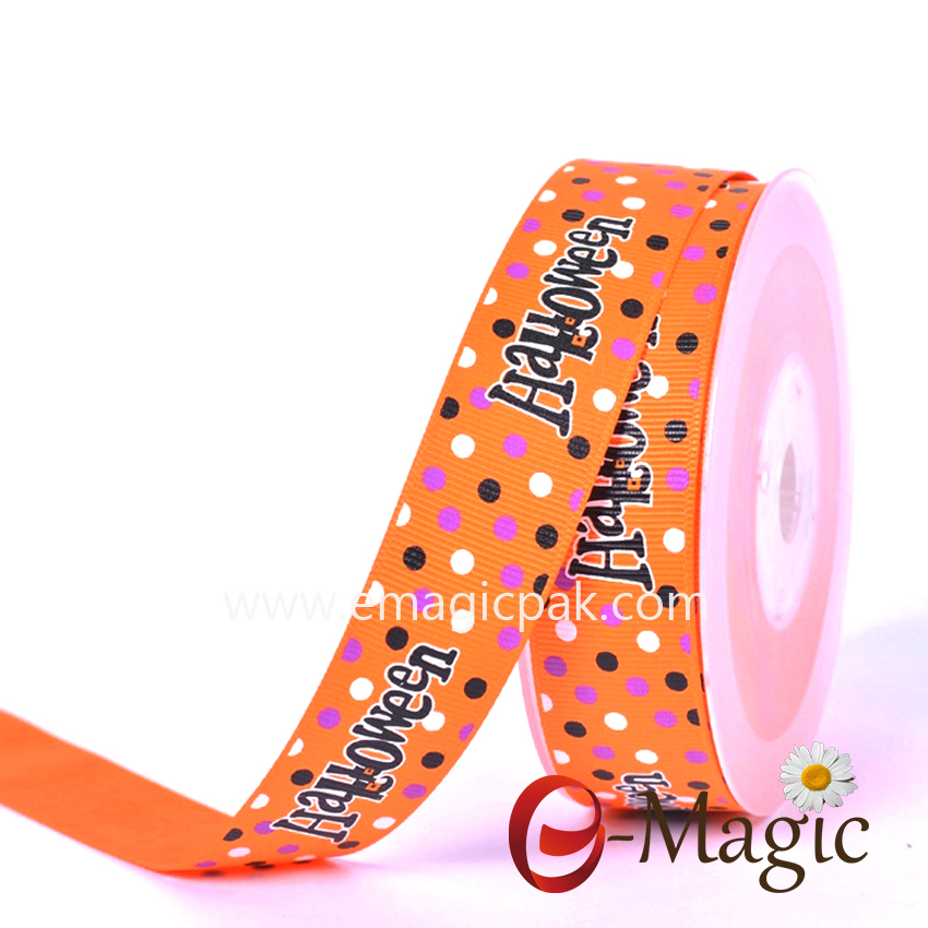 Halloween-04 Halloween decoration character printed grosgrain ribbon roll