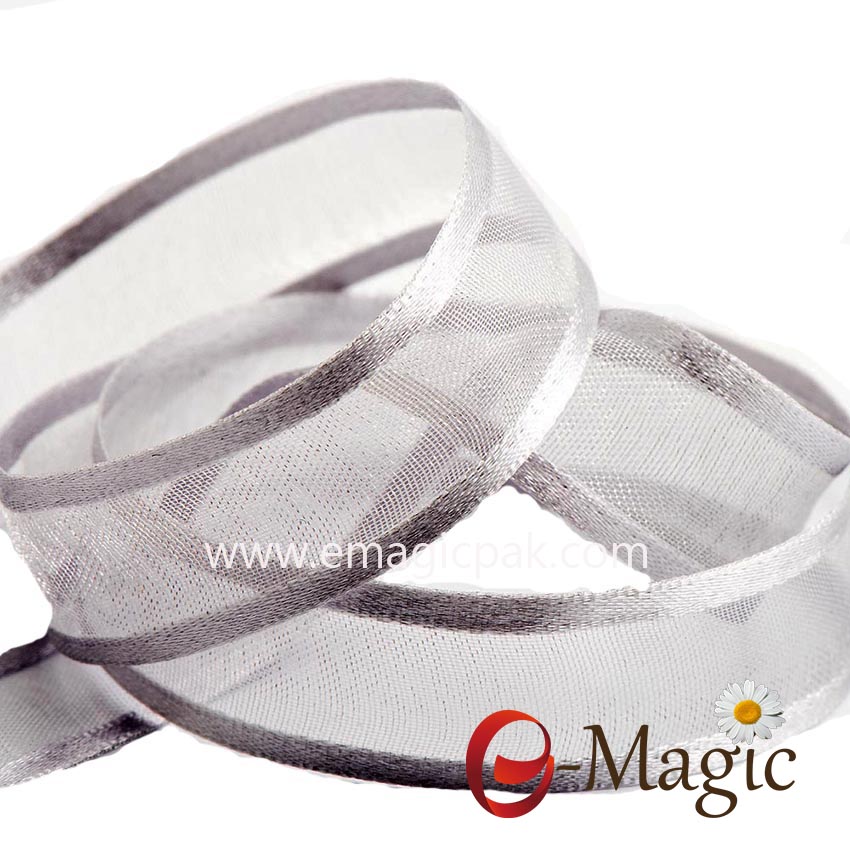 OR3-025 Silver-Satin-Edge-Organza-Ribbon