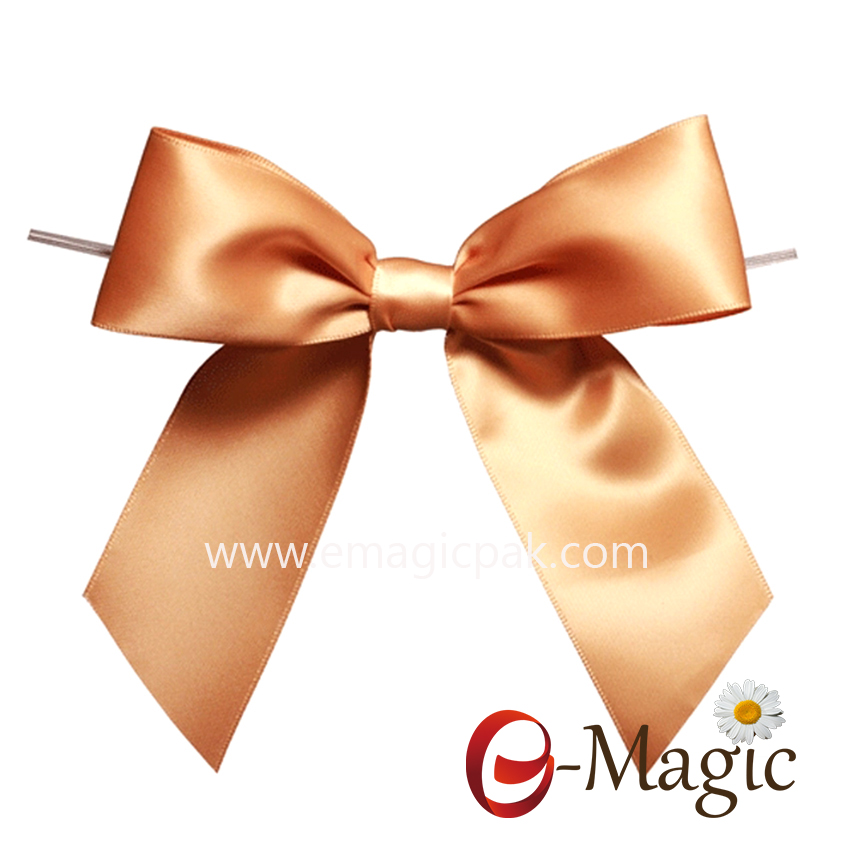 RB-004 Wholesale Pre-made Satin Gift Ribbon Bow with Wire Twist