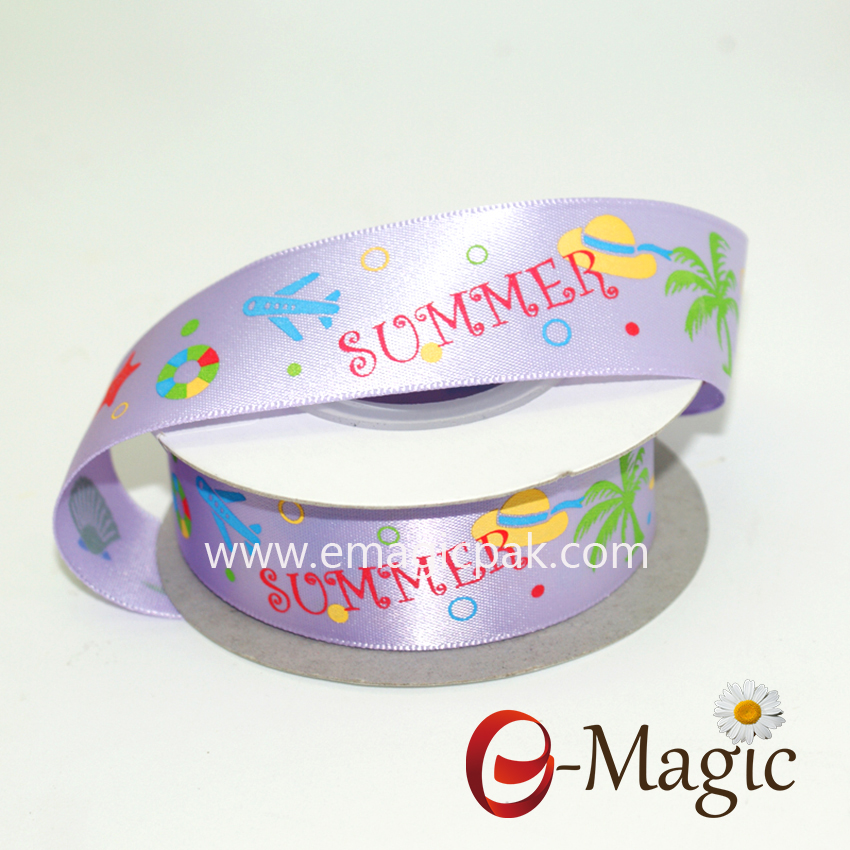Flower-06 Satin printed ribbon for summer
