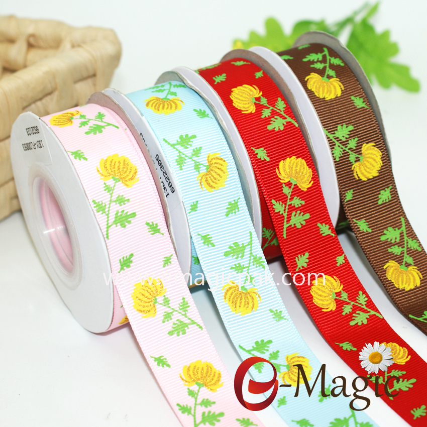 Flower-02 wholesale colorful flower printed grosgrain ribbon