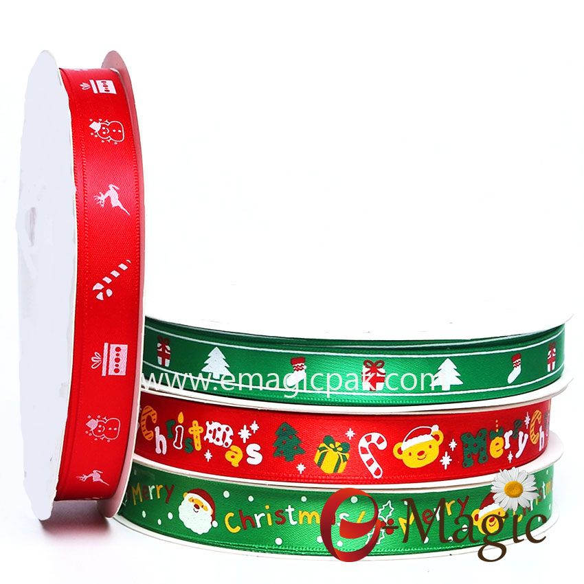 Christmas-04 holiday celebrations logo printed satin custom ribbon