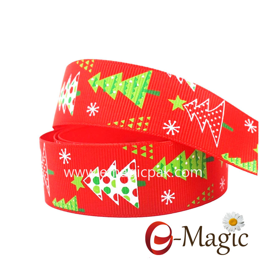 Christmas-011 Customized printed Christmas Ribbon for Gift Box Packing