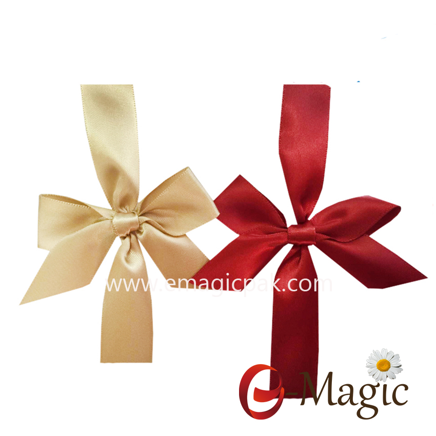PB-032 Pre-made Red Box Self Adhesive Ribbon Bow For Gift Packaging