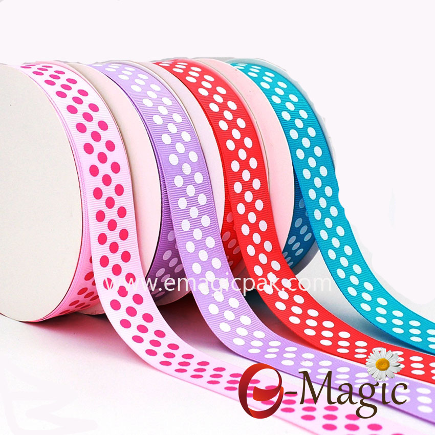 Dots-01 Wholesale Colorful Printed Polka dot grosgrain ribbon 