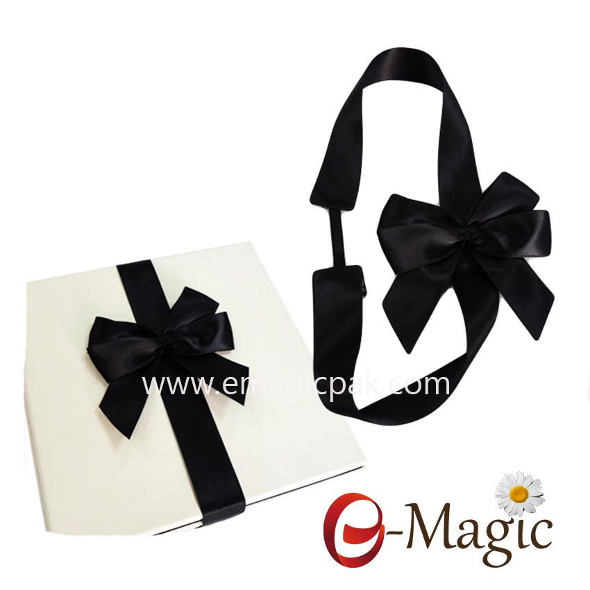 PB-038 Black Satin Ribbon Packing Bow with elast for gift