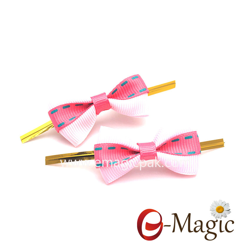 RB-039 High-end Flat Satin Ribbon Bow With Wire Twist Tie For Decoration