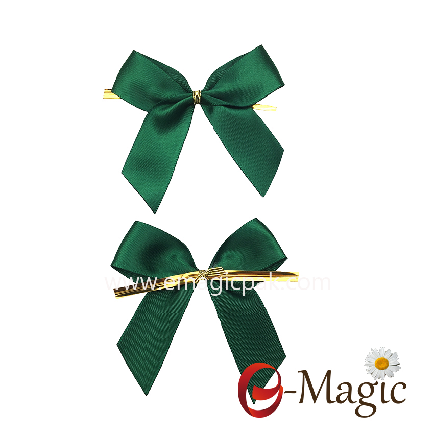 RB-044 Satin Ribbon Bow With Gold Wire for Christmas 