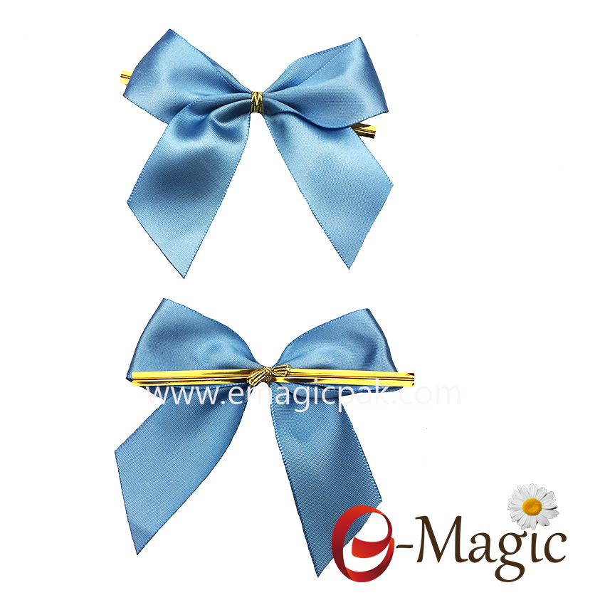 RB-044 Factory handmade gold wire twist tie ribbon bow