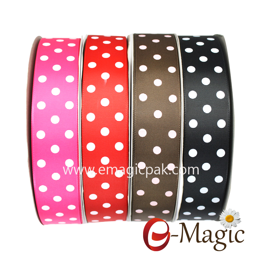 Dots-014  Wholesale-colorful-dot-point-print-satin-ribbon