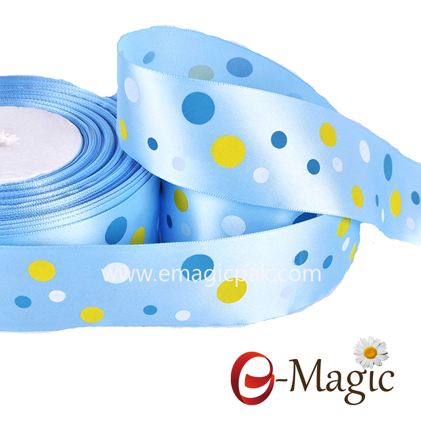 Dots-011 satin ribbon with printing bubble