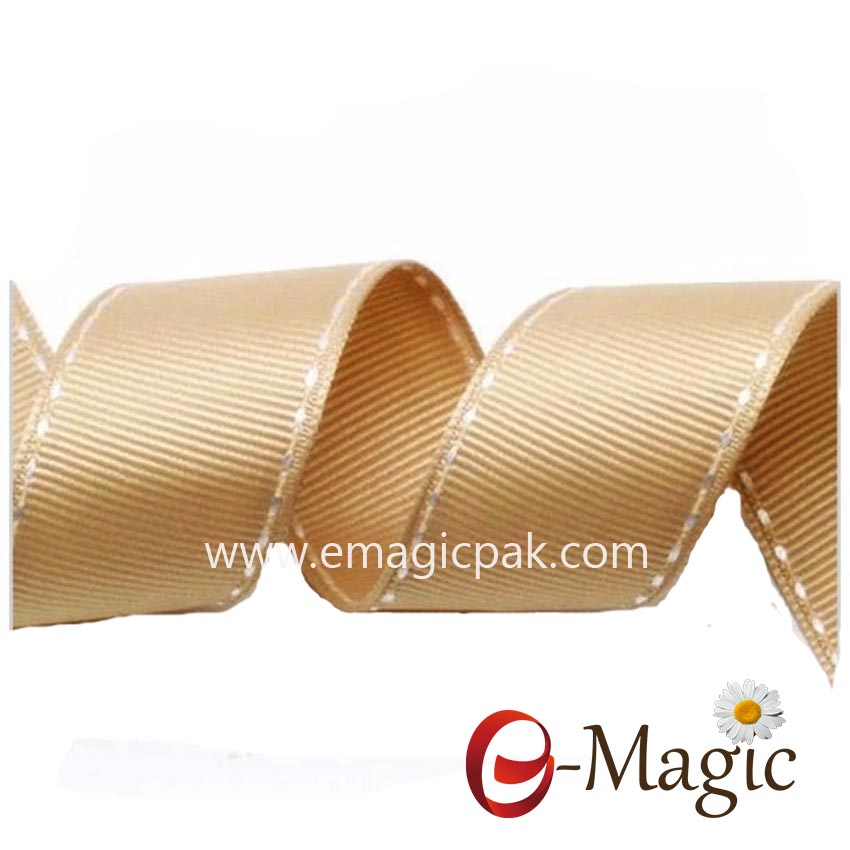 SRT-025 Wholesale solid color stitch grosgrain ribbon