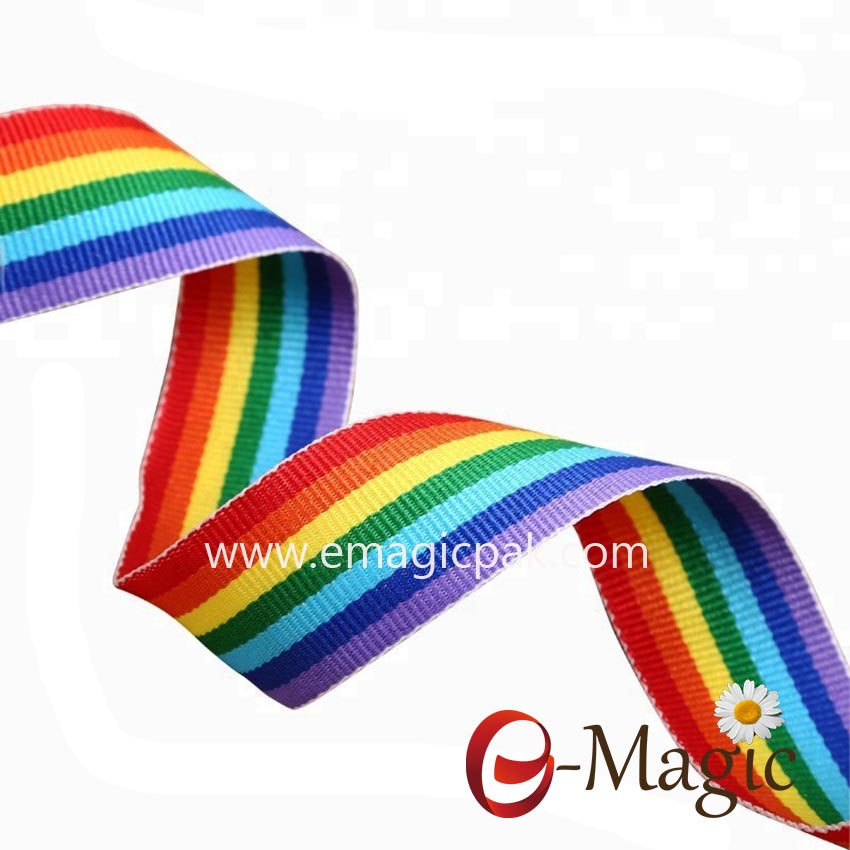 SPR-025 Wholesale-custom-wide-polyester-rainbow-stripe-ribbon