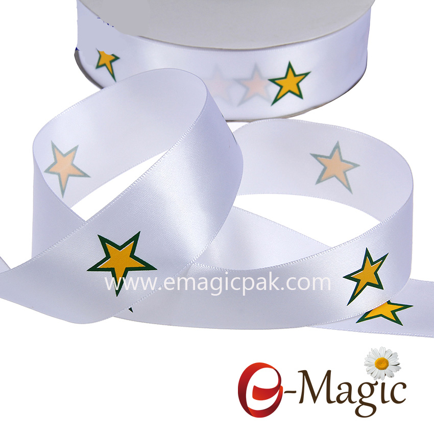 Star-01 100% polyester-wholesale-4cm-star-printed-logo-satin