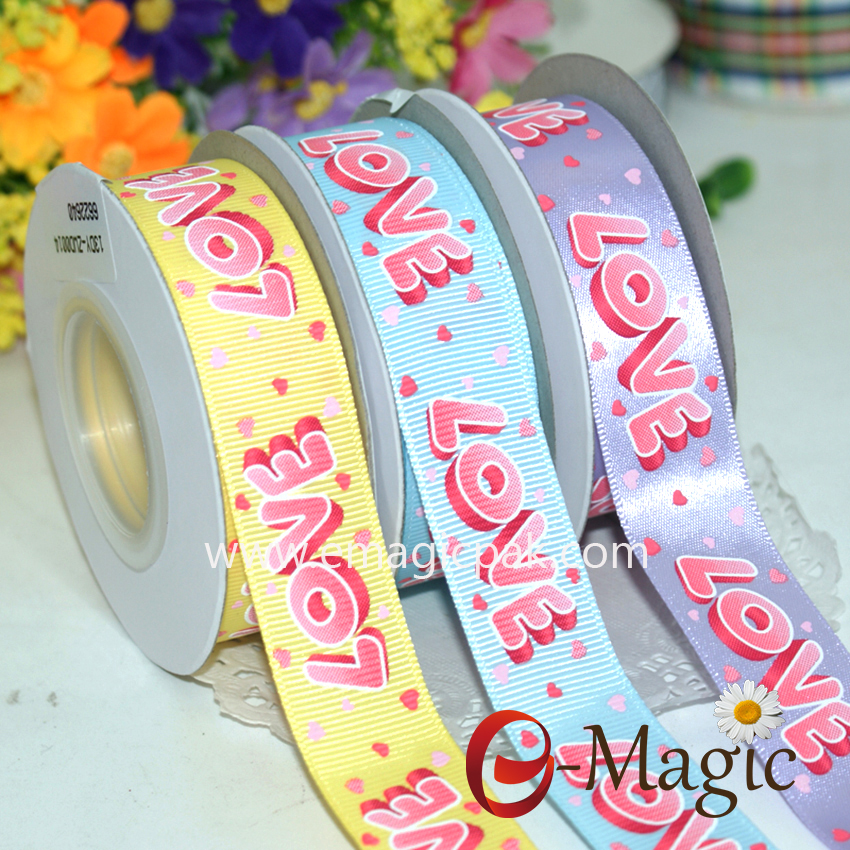 Valentines-05 Valentine Love Day 1 inch Personalized Printed Satin Ribbon