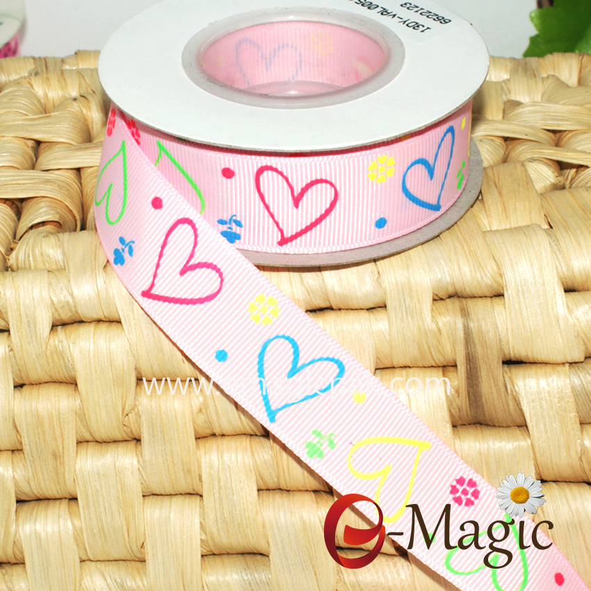 Valentines-08 Wholesale valentine day heart printed ribbon 