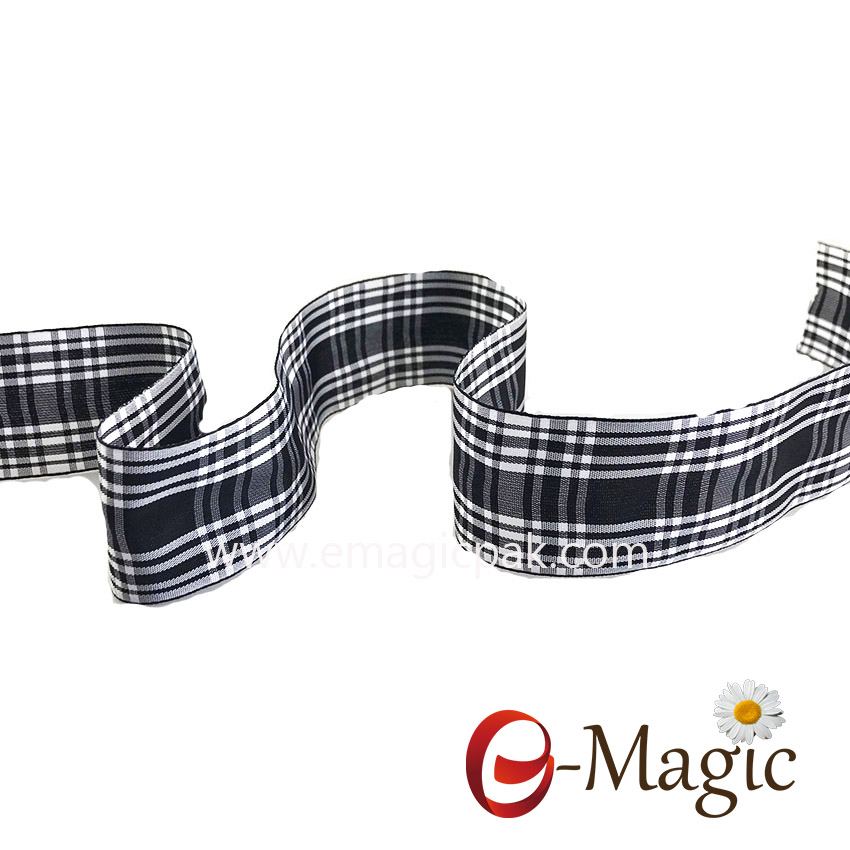 black and white plaid ribbon for garment decoration ribbon