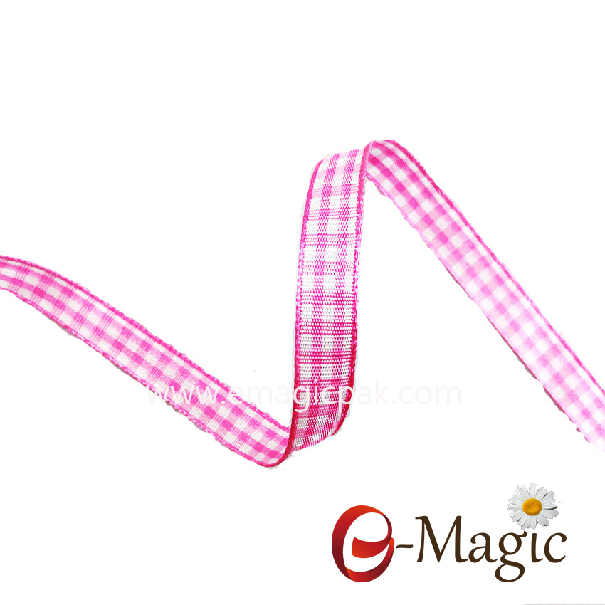 6Mm plaid ribbon pink color