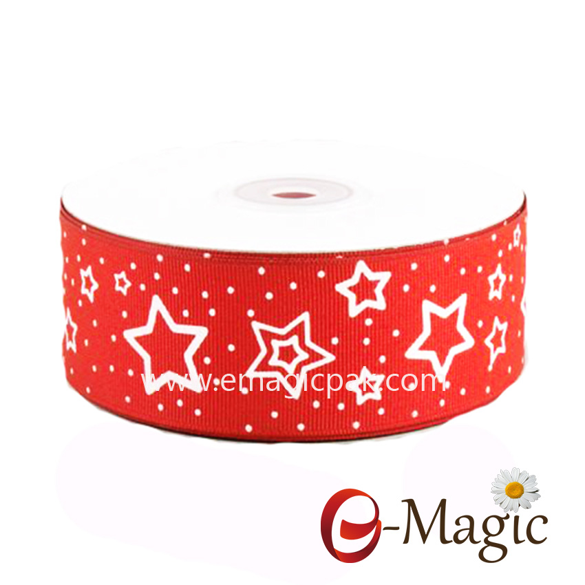 Star-04 New Products packaging stars printed grosgrain ribbon