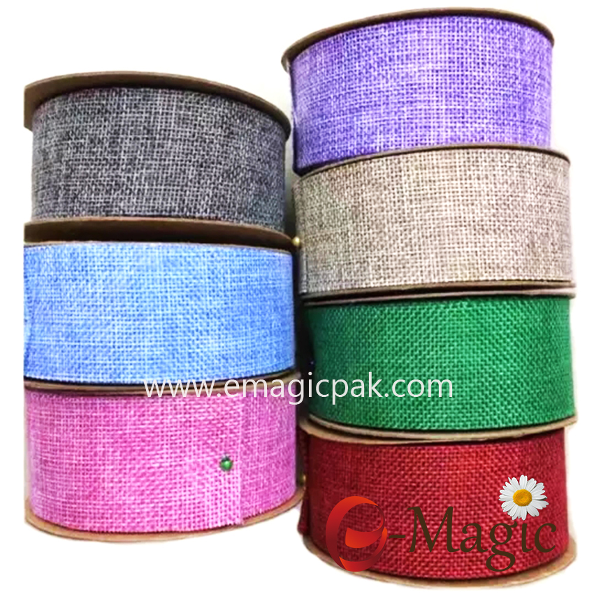 BR-01 100% polyester Colored Burlap Ribbon 5cm 