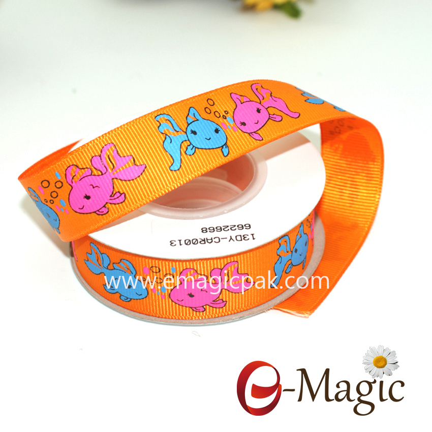 Animal-07 kinds of animal character printed Grosgrain Ribbon