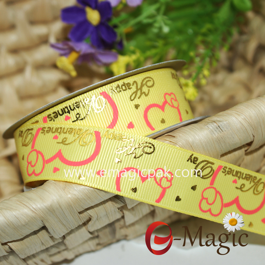 Valentines-03 Gold foil printed ribbon