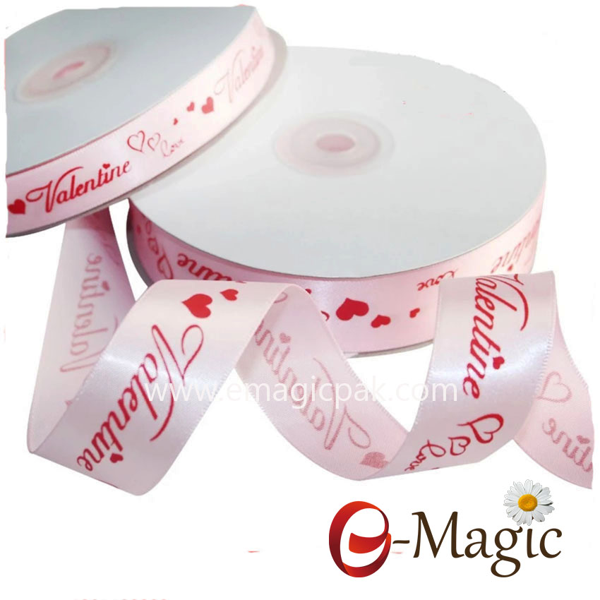 Valentines-12 Red Love and Heart Printed Packaging Ribbon