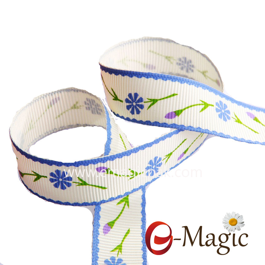 Flower-07 Custom best selling fashion flower printed ribbon for graduation 