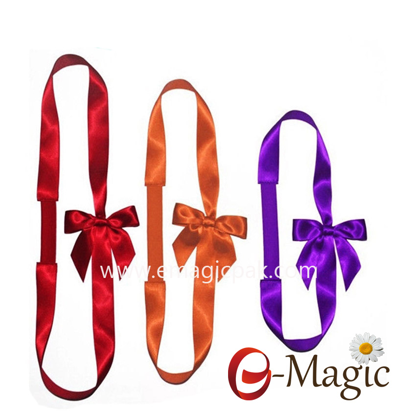 PB-042 Gift packing elastic pre made satin ribbon bow 