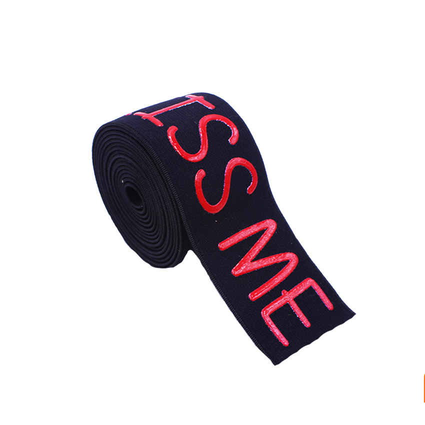 PR-038 Black color Silicone print Polyester Webbing ribbon