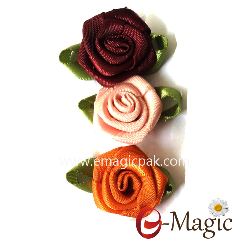 MRB-013 Wholesale fancy rose pre made satin ribbon bow