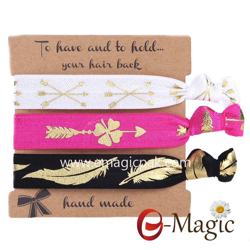 HBT-014 Hot Sale Custom Printed FOE Hair Ornament Kids Cute Elastic Hair Ties