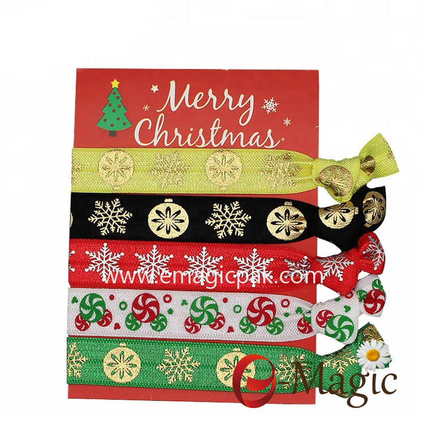 HBT-05 Hot sale Merry Little Party Christmas Gift Hair Tie Favors