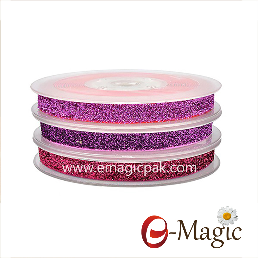 Metallic Velvet-009 hot sale 9MM frosted glitter metallic elastic velvet ribbon