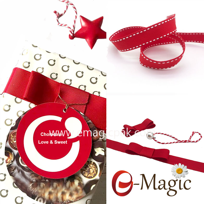 Packing design-02 Red Grosgrain Ribbon Packing Bow for Christmas Chocolate decoration