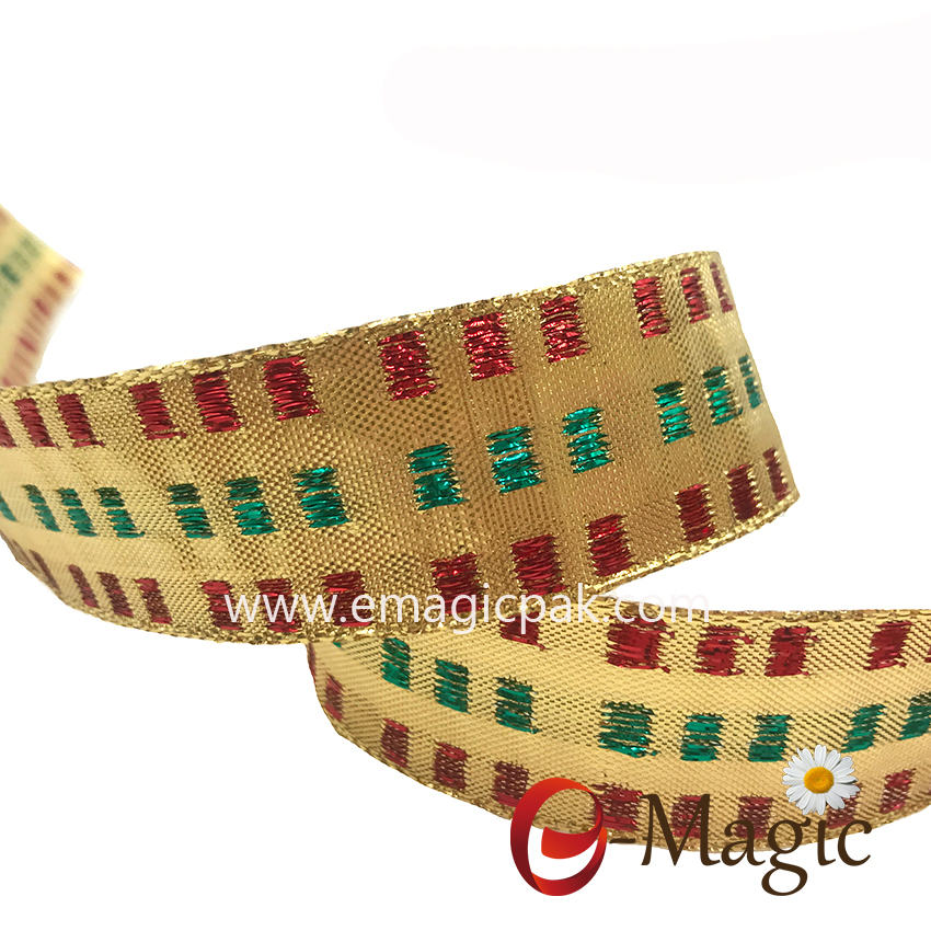Christmas-014 Best quality gold ribbon for christmas gift decoration