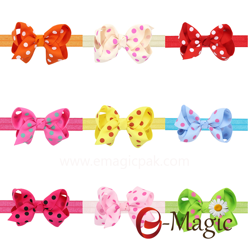 HB-025 Hair bow with elast band for new born baby